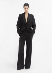 Tuxedo Jacket in Wool and Silk - Black - CO Collections